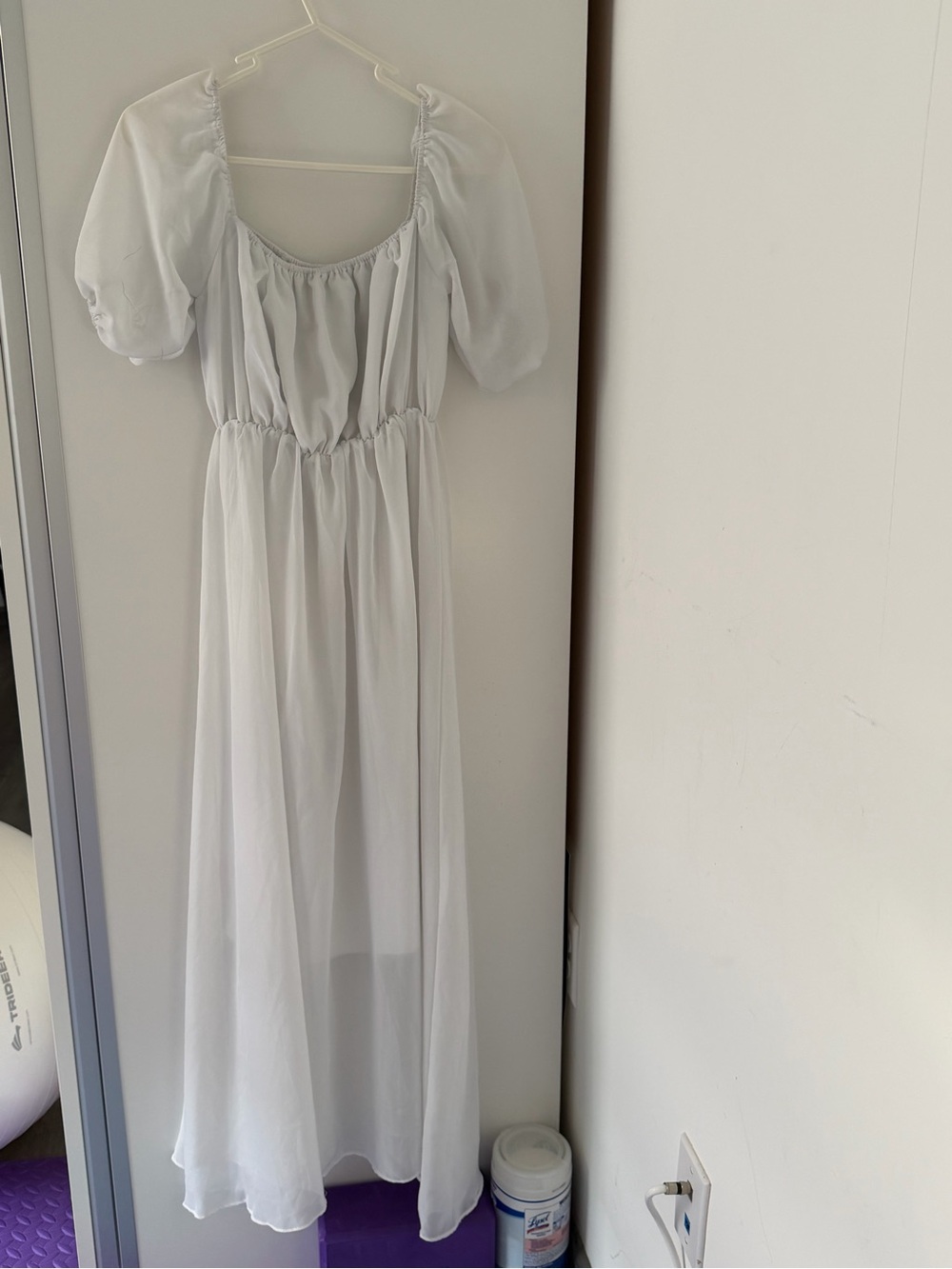 White Puff Sleeve Maxi Dress